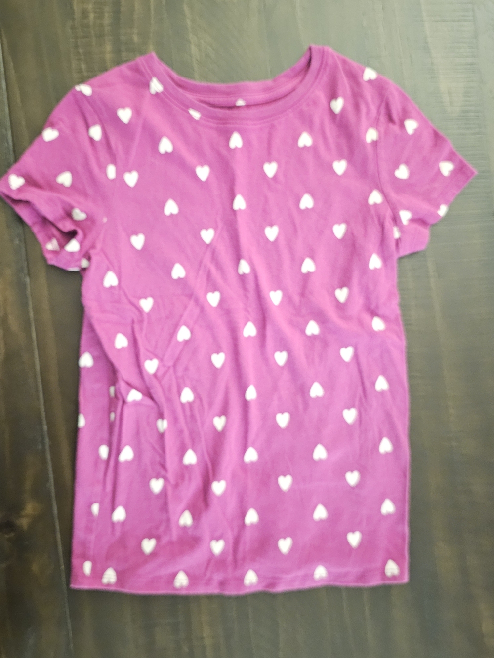 jumping beans Purple Short Sleeve Tee with White Heart Print